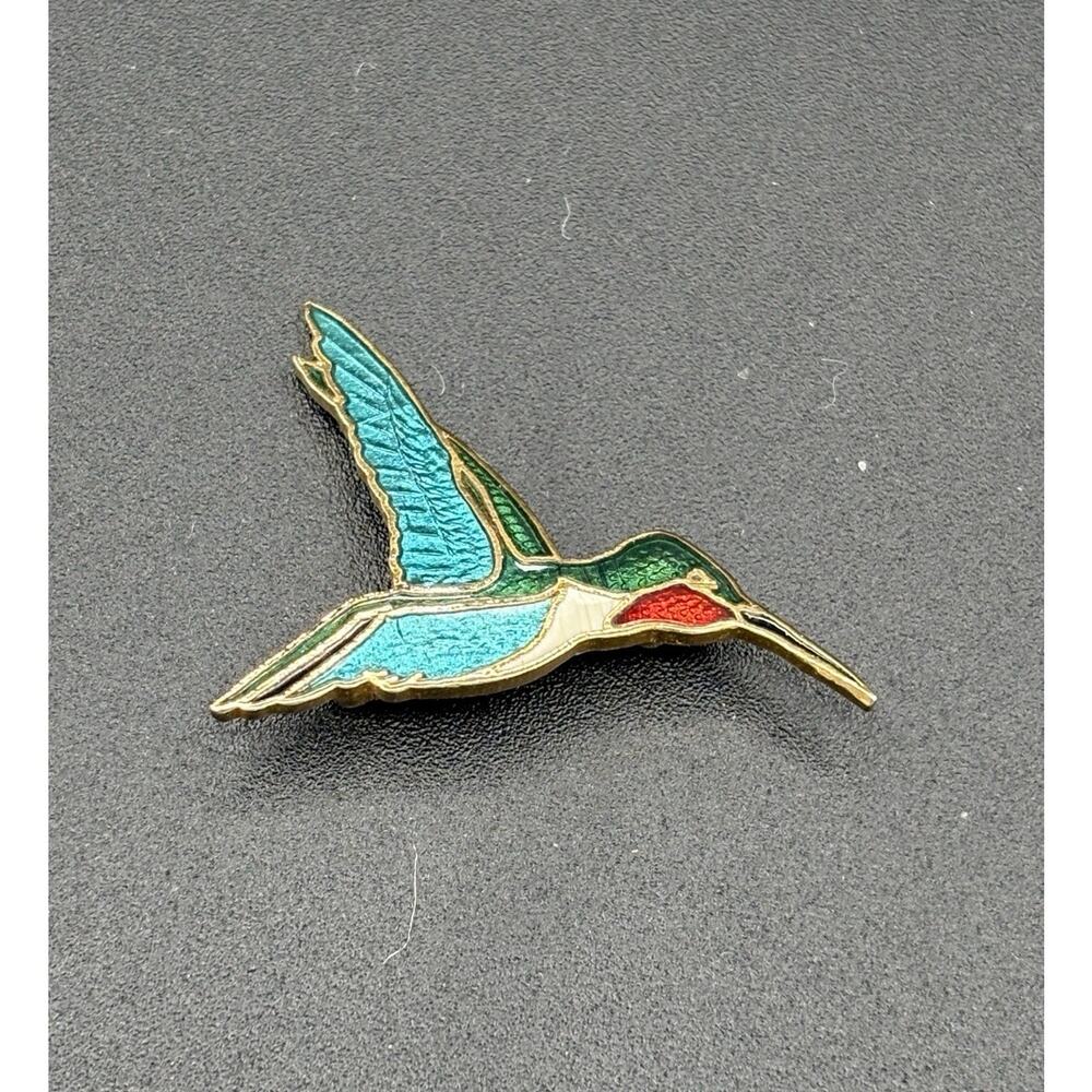 Vintage 1986 WM Spear Hummingbird Pin Brooch Cloisonne Enamel Bird 1.5"
